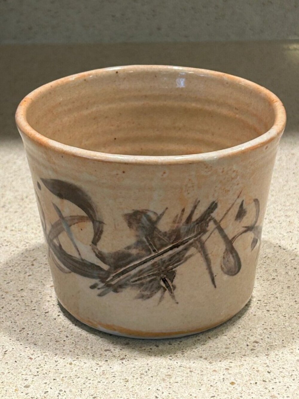 Art Pottery Asian Japanese Oriental Design Planter Vase Signed by Jane